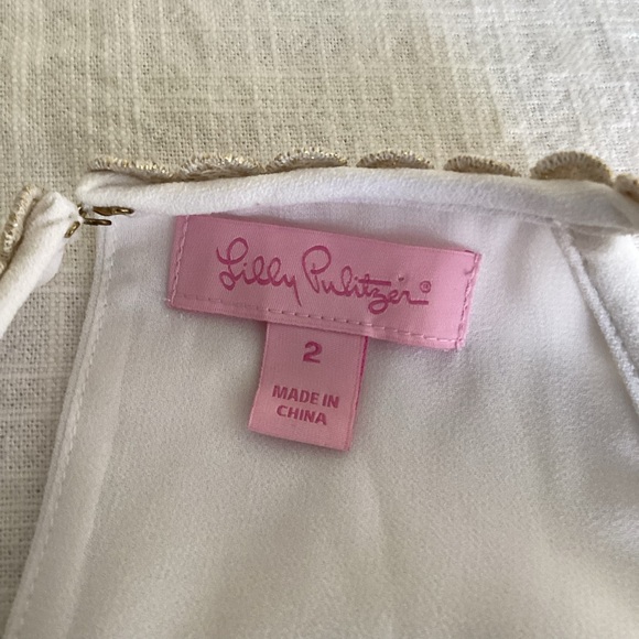 Lily Pulitzer Pearl Shift Dress Size 2 White Gold - Picture 8 of 14
